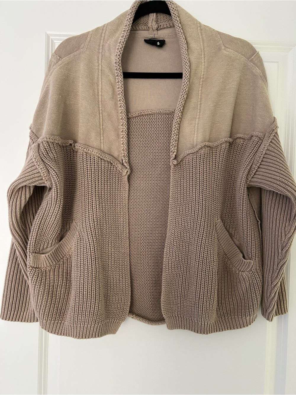 Women’s Open-Front Knit Cardigan Sweater, Taupe